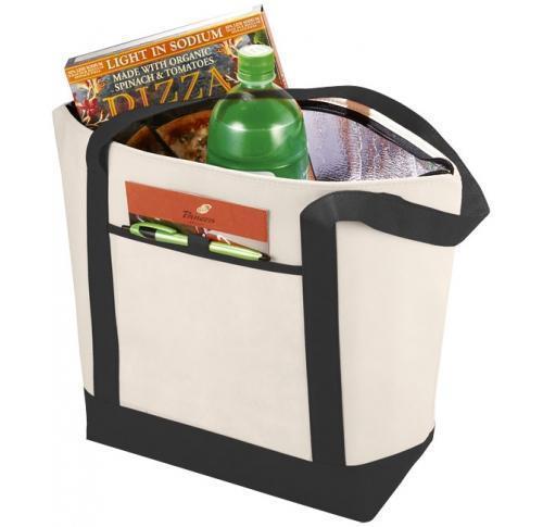 Custom Branded Cooler Tote Bags Zip Closure Double Handls Non Woven