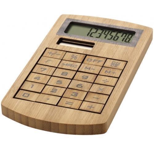 Branded Solar Powered Bamboo Desktop Calculator