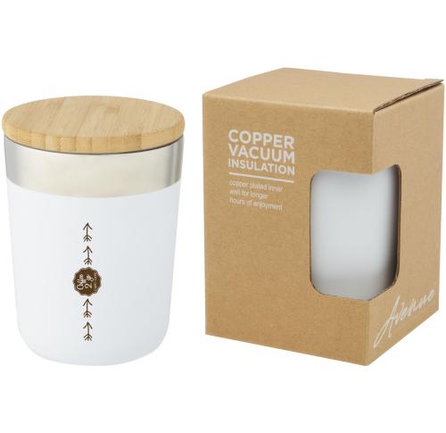 Custom Insulated Stainless Steel Coffee Travel Mugs Tumblers With Bamboo Lid Lagan 300 Ml Copper Vacuum