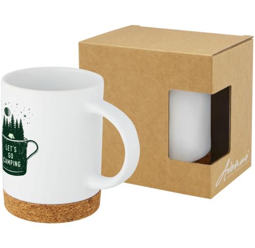 Promotional Printed Neiva 425 Ml Ceramic Mugs With Cork Base