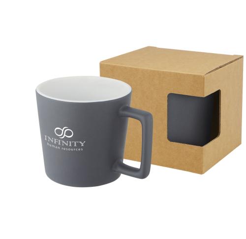 Printed Logo Cali 370 Ml Ceramic Mugs With Matt Finish