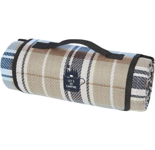 Logo Branded Picnic Blankets Khaki Checked