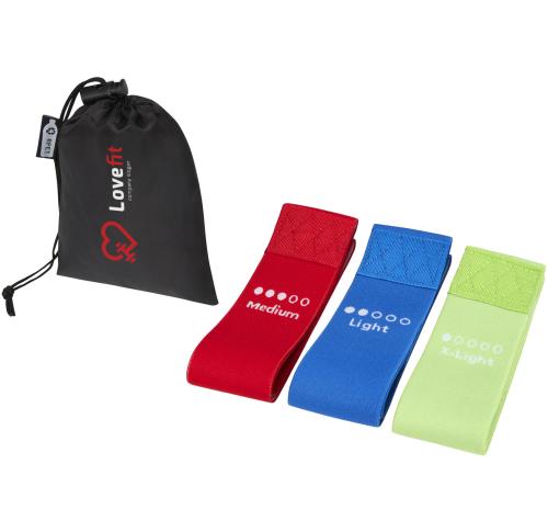 Printed 3-piece Set Of Yoga Bands In Recycled PET Pouch