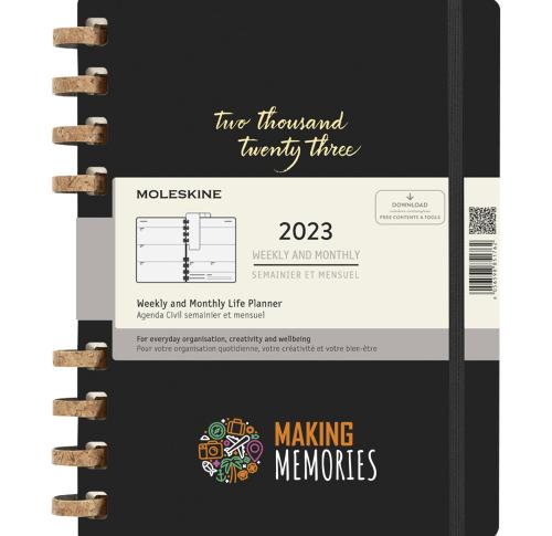 Moleskine 12M daily XL spiral hard cover planner