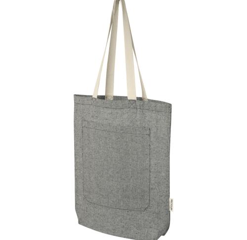 Pheebs 150 g/m² recycled cotton tote bag with front pocket 9L