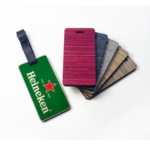 Custom Rectangular Wooden Ply Luggage Tag Full Colour Print