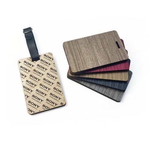 Digitally Printed Wooden Ply Luggage Tag Large Rectangular 