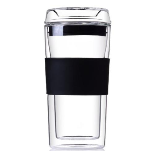 Custom Insulated 340ml High Borosilicate Glass Coffee Takeaway Cups
