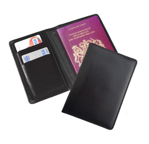 Custom Promotional Passport Wallets (Black) Soft Touch Leather Look PU