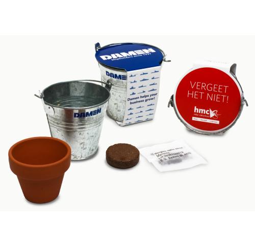Branded Small Zinc Bucket Terracotta Pot and Choice of Seeds