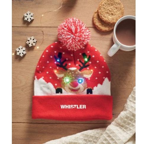 Reindeer Christmas Pom Pom Hat 6 Led Lights