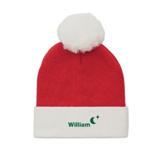 Branded Knitted Christmas Santa Hats White Cuff Acrylic