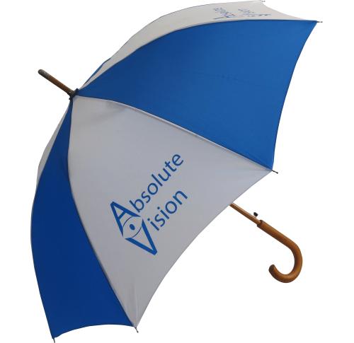 Printed Traditional Automatic Executive Wood Crook Umbrellas