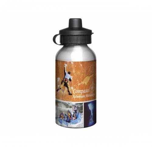 Printed Aluminium 400ml Silver Drink Bottle               