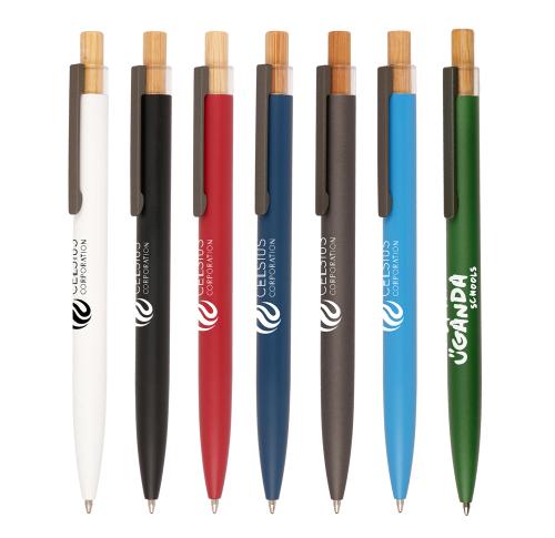 Refresh Recycled Aluminium Ball Pen with bamboo plunger