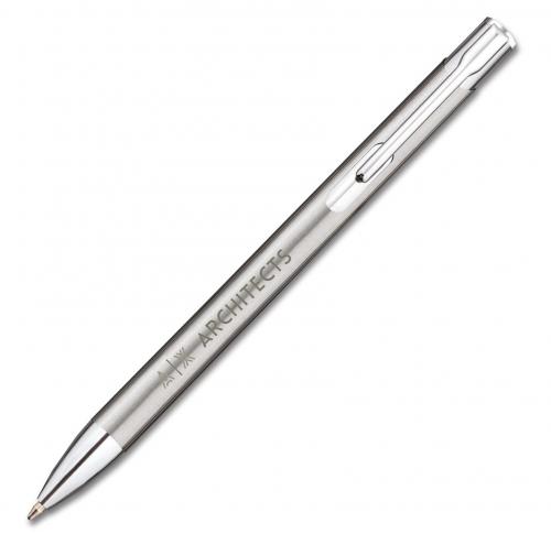 Stainless Steel Push Action Ballpoint Pen - Santorini