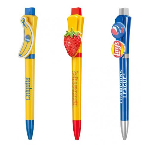 Retractable Ballpoint Pen Shaped Logo Clip Square
