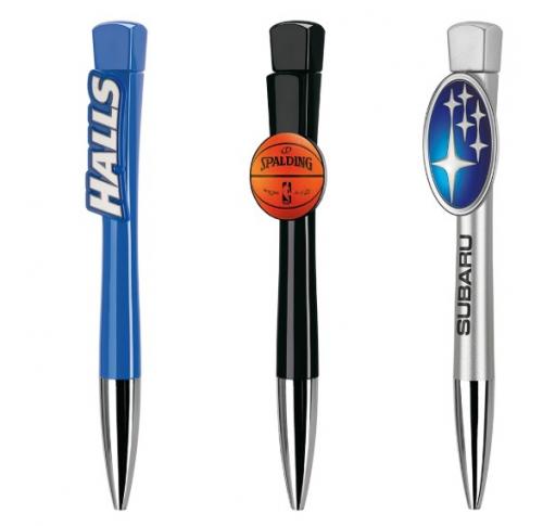 Twist Mechanism Plastic Pen With Shaped Logo Clip