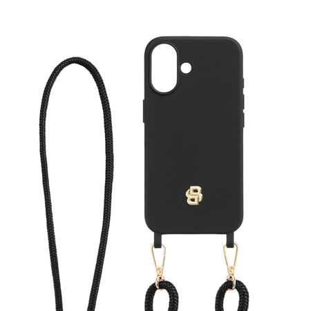 Hugo Boss Case for iPhone 16 Double B Black & Gold