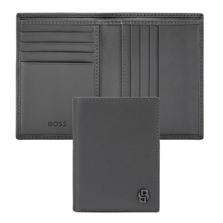 Hugo Boss Folding card holder Double B Saffiano Grey