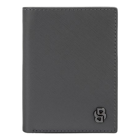 Hugo Boss Card holder with flap Double B Saffiano Grey
