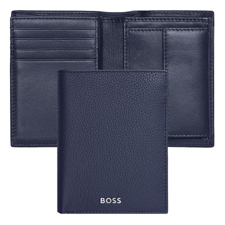Hugo Boss Card holder with flap and money pocket Classic Grained Navy