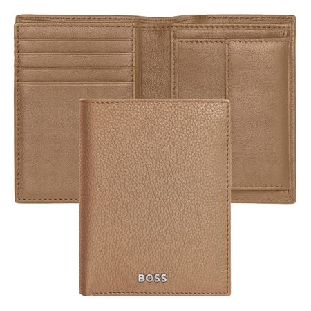 Hugo Boss Card holder with flap and money pocket Classic Grained Camel