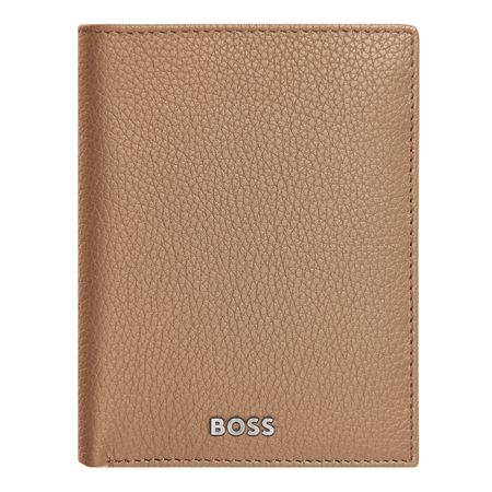 Hugo Boss Card holder with flap and money pocket Classic Grained Camel