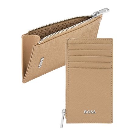 Hugo Boss Card holder zip Classic Grained Camel