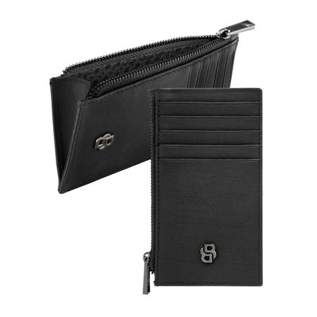 Hugo Boss Card holder zip Double B Saffiano Black