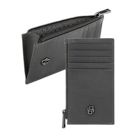 Hugo Boss Card holder zip Double B Saffiano Grey