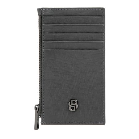 Hugo Boss Card holder zip Double B Saffiano Grey