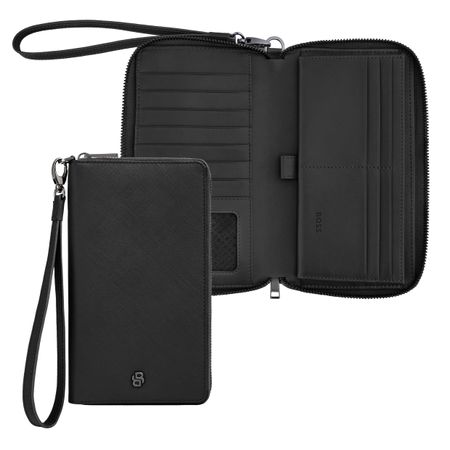 Hugo Boss Travel wallet Double B Saffiano Black