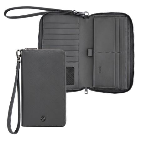 Hugo Boss Travel wallet Double B Saffiano Grey