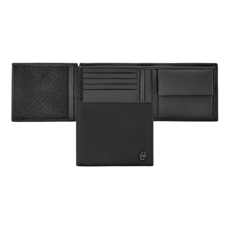 Hugo Boss Money wallet with flap Double B Saffiano Black