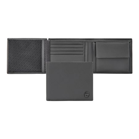 Hugo Boss Money wallet with flap Double B Saffiano Grey