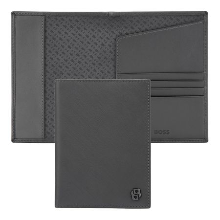 Hugo Boss Passport holder Double B Saffiano Grey