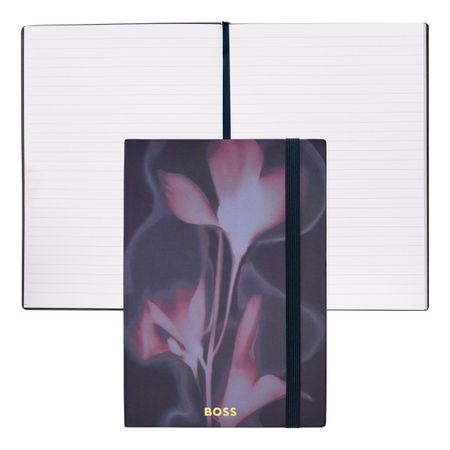 Hugo Boss Notebook A5 Holographic Flower Navy Lined