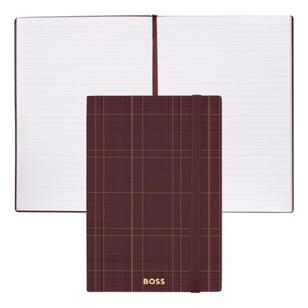 Hugo Boss Notebook A5 Checkered Burgundy Lined