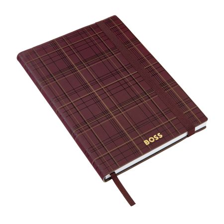 Hugo Boss Notebook A5 Checkered Burgundy Lined
