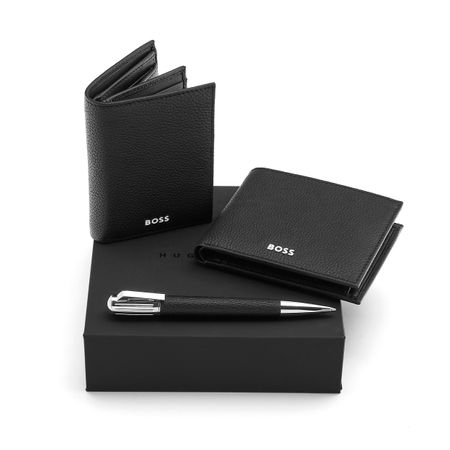 Hugo Boss Wallet Gift Set -  Black (ballpoint Pen, Card Holder & Wallet)