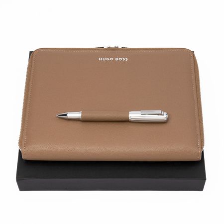 Hugo Boss Set Iconic Pebbled Camel (rollerball pen & conference folder A5)