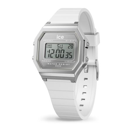 Ice-Watch ICE digit retro-Metal silver mirror-White -Small