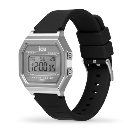 Ice-Watch ICE digit retro-Metal silver mirror-Black -Small