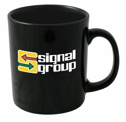 Custom Printed Black Earthenware Mugs Cambridge Black 
