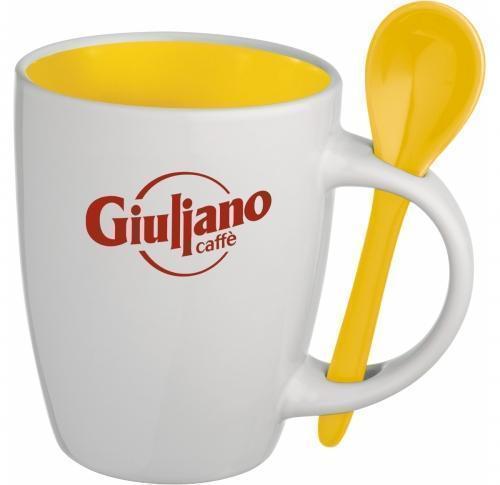 Mug with Spoon in Handle - Yellow